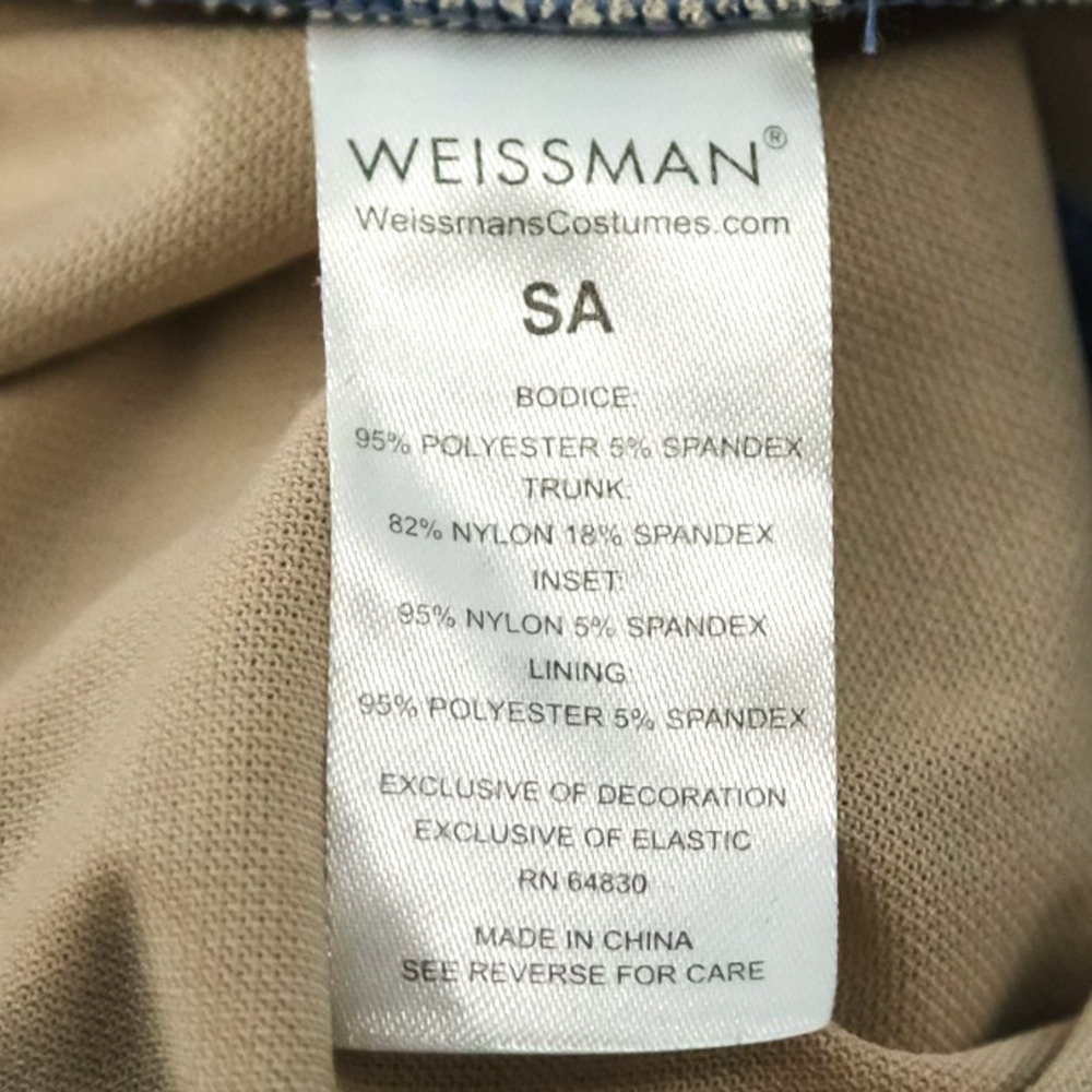 Weissman Size Adult Small S Blue Sequin Mesh Cut Out Sleeveless Leotard Costume - Picture 5 of 7